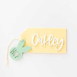 Acrylic Easter Basket Tag, Bunny Tag, Easter Gift Tag, Hip Hop Sign, Custom Name Tag, Easter Decorations, Personalized Tag, Bunny Gift Tag