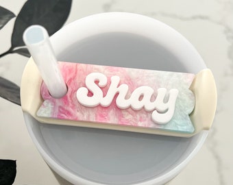 Etiqueta de nombre para taza de vaso Se adapta a Quencher H2.0 de 30 oz y 40 oz Vaso con placa de nombre Placa de nombre personalizada para copa Nombre Topper Vaso de 40 oz/30 oz