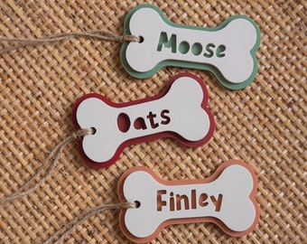 Dog Bone Ornament Dog Tag Pet Name Ornament Dog Stocking Tag Dog Christmas Tree Ornaments Christmas Decor Dog Bone Ornament Dog Bone Gift