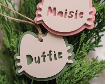 Cat Ornament Cat Stocking Tag Pet Name Ornament Cat Christmas Tree Ornaments Christmas Decor Cat Ornament Cat Tag Cat Lovers Gift Cat Gift