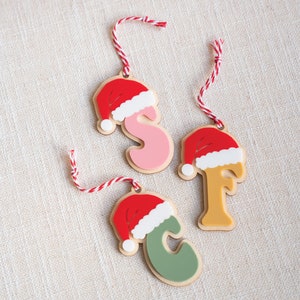 Etiqueta personalizada de sombrero de Papá Noel Etiquetas de nombre de media Etiqueta de carta de sombrero de Papá Noel Adorno de Navidad Adornos de sombrero de Papá Noel Etiqueta de regalo Etiquetas de medias navideñas