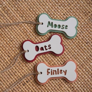 Dog Bone Ornament Dog Tag Pet Name Ornament Dog Stocking Tag Dog Christmas Tree Ornaments Christmas Decor Dog Bone Ornament Dog Bone Gift