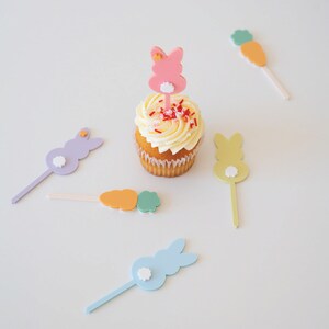 Easter Cupcake Toppers Kids Easter Spring Cupcake Toppers Easter Decor Cupcake Toppers Easter Party Decor Easter Party Picks Set of 6