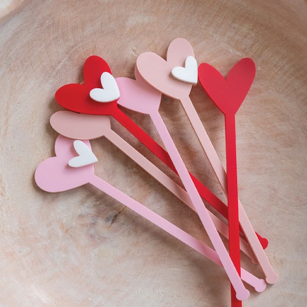 Heart Swizzle Sticks Etsy