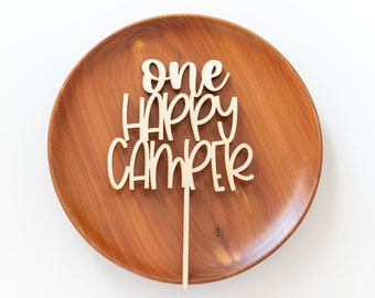 Happy Camper Cake Topper 1st Birthday Cake Topper Wald Wald Geburtstag Erster Geburtstag Geburtstag Kuchen Topper One Happy Camper Fox Topper