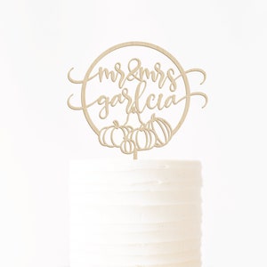 Rustic Wedding Cake Topper, Custom Wedding Cake Topper, Fall Wedding Cake Topper, Pumpkin Wedding Cake Topper, Mr & Mrs Wedding Cake Topper