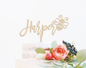 Custom Name Cake Topper Bee Cake Topper Bee Birthday Cake Topper Bee One Cake Topper Bumble Bee Birthday Party Decor Bee Themed Cake Topper