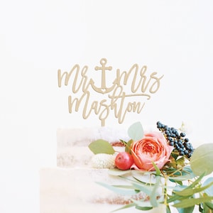 Nautical Cake Topper, Destination Wedding Cake Topper, Nautical Wedding Cake Topper, Nautical Wedding Decor, Mr and Mrs, Sail Away With Me