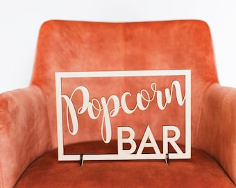 Popcorn Bar Table Sign, Wedding Bar Sign, Popcorn Sign, Engagement Party, Dessert Bar Sign, Popcorn Stand Station, Popcorn Bar Cart Sign