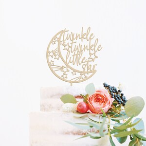 Twinkle Twinkle Little Star Cake Topper Baby Shower Cake Topper Gender Reveal Cake Topper Baby Shower Decorations Little Star Wood Topper