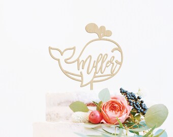 Whale Cake Topper Custom Name Cake Topper Under The Sea Beach Cake Topper Whale Baby Shower Personalised Birthday Cake Topper Whale Topper