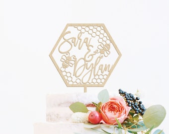 Bee Custom Cake Topper, Meant To Bee Cake Topper, Bee Wedding Cake Topper, Rustic Wedding Cake Topper, Unique Wedding Cake Topper, Wood