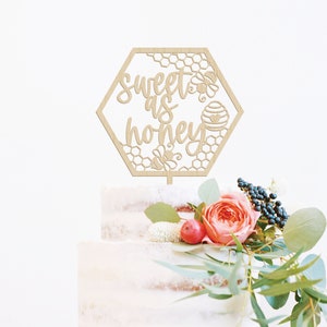 Sweet As Honey Cake Topper Bee Themed Cake Topper Custom Bee Wedding Cake Topper Bee Baby Shower Cake Topper Happy Bee-Day Cake Topper