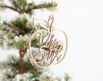 Personalized Teacher Apple Ornament Teacher Christmas Gift Apple Ornament Custom Christmas Ornament Gift for Teachers Custom Teacher Gift