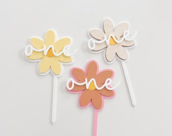 Daisy One Cake Topper, First Birthday Party Decor, Cake Smash Topper, Daisy Boho Birthday Decor, Boho Daisy Cake Topper, 1st Birthday Party