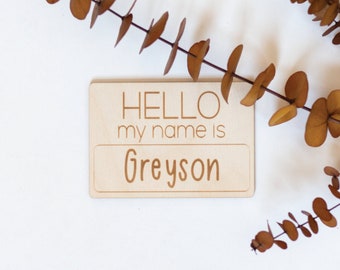 Name Tag Birth Announcement, Hello My Name Is Sign, Newborn Announcement, Custom Baby Name Sign, New Baby Shower Gift, Newborn Photography