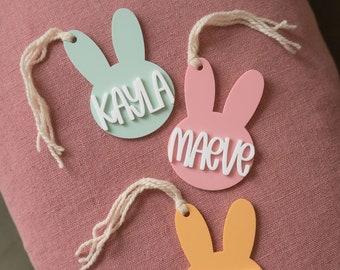 Easter Basket Tags Bunny Tags Easter Tag Name Tags Easter Basket Custom Name Tags Kids Easter Acrylic Bunny Tag Easter Gifts Bunny Tag