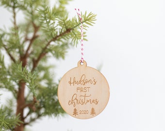 Première décoration de Noël de bébé, décoration de Noël personnalisée pour bébé, première décoration de sapin de Noël, décoration de Noël des bois, sur mesure