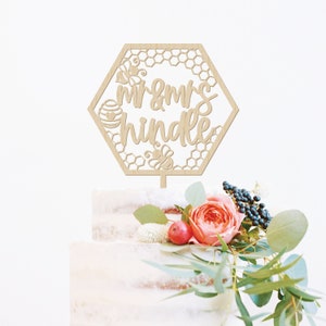 Custom Bee Wedding Cake Topper Mr & Mrs Cake Topper Rustic Wedding Cake Topper Bee Cake Topper Meant To Bee Cake Topper Bee Theme Topper