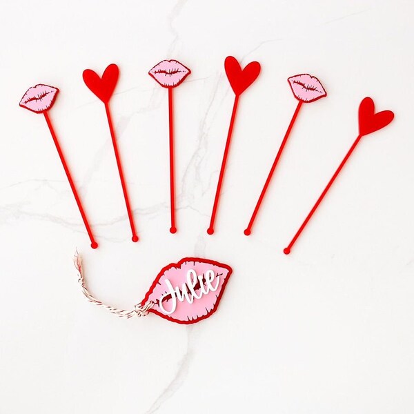 Heart Swizzle Sticks Etsy
