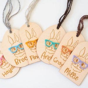Easter Basket Tag Custom Bunny Tag Basket Tag Personalized Easter Basket Tag Easter Tag Bunny With Glasses Tag Easter Name Tag Easter Gifts