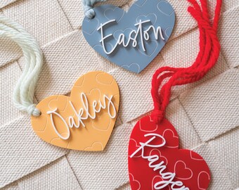 Heart Tag Valentine's Basket Tags Heart Tag Valentine's Day Tags Custom Name Tag Acrylic Heart Tag Valentines Day Bag Tags Basket Gift Tag