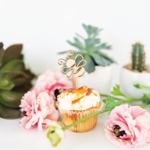 Bee Cupcake Toppers Bumble Bee Birthday Cupcake Toppers Bee Day Bee Baby Shower Gender Reveal Bee Party First Birthday Bee Set of 12