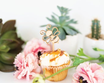 Bee Cupcake Toppers Bumble Bee Birthday Cupcake Toppers Bee Day Bee Baby Shower Gender Reveal Bee Party First Birthday Bee Set of 12