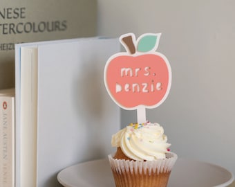 Apple Cupcake Toppers Teacher Appreciation End of School Back To School Last Day of School First Day of School Teacher Gift Ideas Apple Pick
