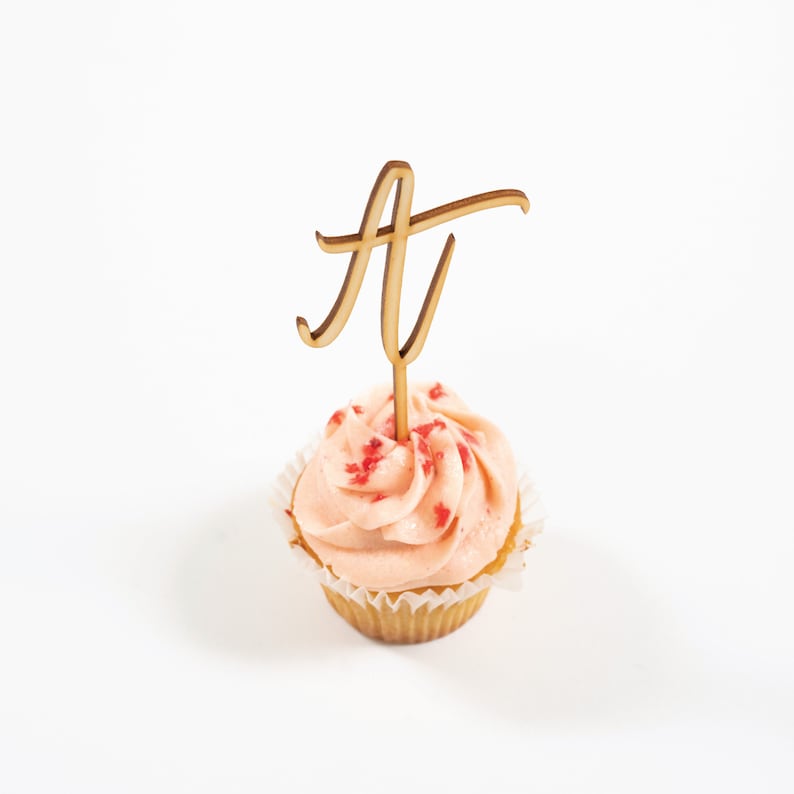 Personalized Letter Cupcake Toppers Wedding Cupcake Toppers Etsy