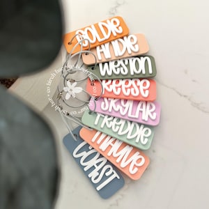 Étiquette de sac en acrylique Porte-clés Étiquettes de sac à dos 3D Étiquettes pour enfants Porte-clés Étiquette de nom en acrylique Étiquette de boîte à lunch Étiquette de bagage Étiquette de sac à langer Étiquette de sac à dos pour enfants