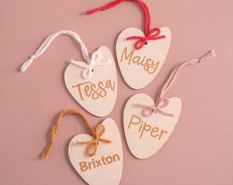 Heart Tag Valentine’s Basket Tags Valentine’s Day Tags Kids Valentines Valentine’s Day Bag Tags Valentines Decor Custom Name Tag Wood Tags