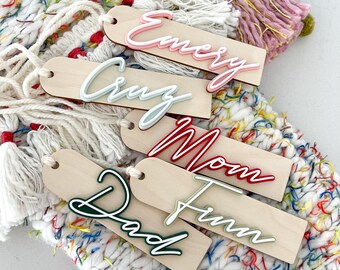 Stocking Tags Personalized Stocking Tags Minimalist Stocking Tags 3D Stocking Tag Acrylic Name Tag Christmas Ornament Christmas Gift Tag