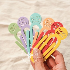 Personalised Jumbo Pastel Paper Clips Teacher Gifts Acrylic Paper Clips Office Accessories Desk Accessories Fun Gift Ideas Gift Exchange