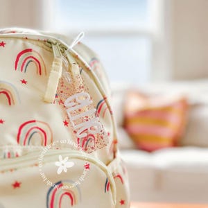 Étiquettes de boîte à lunch, étiquettes de sac à dos, étiquette de boîte à lunch pour enfants, porte-clés pour enfants, porte-clés personnalisé, sac à dos en acrylique, porte-clés, étiquette de nom