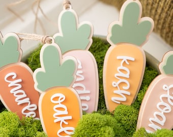 Etiqueta de cesta de Pascua Etiqueta de zanahoria Etiqueta de cesta Etiqueta de nombre de cesta de Pascua personalizada Etiqueta de conejito Regalos de Pascua Etiqueta de zanahoria de Pascua Etiqueta de zanahoria personalizada