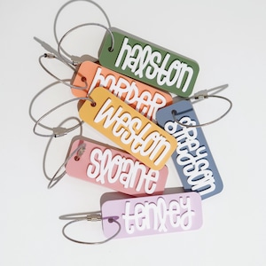 Étiquette de sac en acrylique Porte-clés Étiquettes de sac à dos 3D Étiquettes pour enfants Porte-clés Étiquette de nom en acrylique Étiquette de boîte à lunch Étiquette de bagage Étiquette de sac à langer Étiquette de sac à dos pour enfants