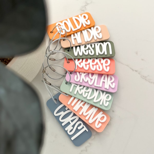 Acrylic Bag Tag Keychain 3D Backpack Tags Kids Tags Keychain Acrylic Name Tag Lunch Box Tag Luggage Tag Diaper Bag Tag Kids Backpack Tag