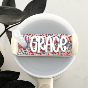 4th of July Name Tag for Tumbler Cup Fits 30oz / 40oz Quencher H2.0 Tumbler Custom Name Plate for Tumbler Cup 4th of July Tumbler Name Cup