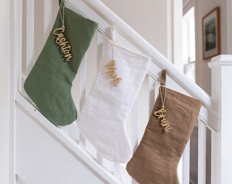 Stocking Tags Personalized Stocking Tags Minimalist Stocking Tags Stocking Ornaments Christmas Decor Personalized Ornaments Wood Ornaments