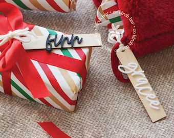 Étiquette personnalisée pour bas de Noël 3D pour bas de Noël Décoration de Noël personnalisée avec nom Étiquettes minimalistes pour bas de Noël Étiquette en bois pour bas de Noël