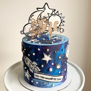 1st Birthday Cake Topper, Space Birthday Party, One Cake Topper, First