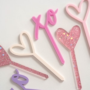 Heart Cupcake Toppers Kids Valentine Valentine&#39;s Day Toppers Valentine Party Decor Acrylic Heart Toppers Galentine&#39;s Party Set of 6