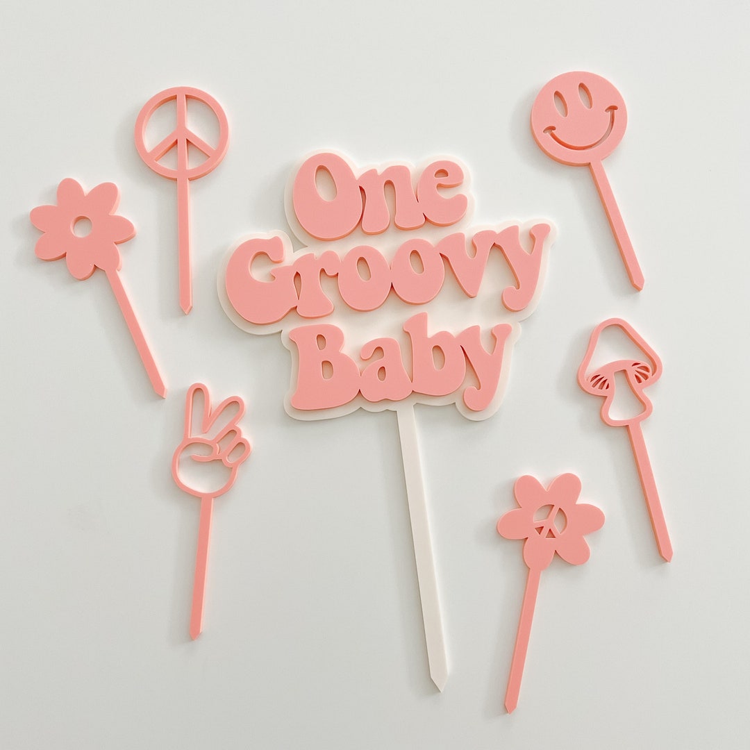 One Groovy Baby Cake Topper Personalized Groovy Cake Topper Retro Cake ...
