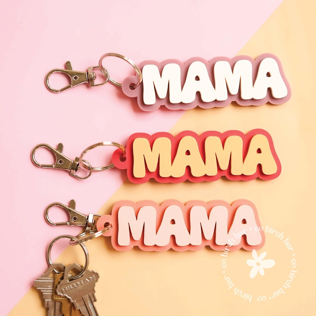 Mama Keychain 3D Acrylic Mama Keychain Mother's Day Gift Keychain