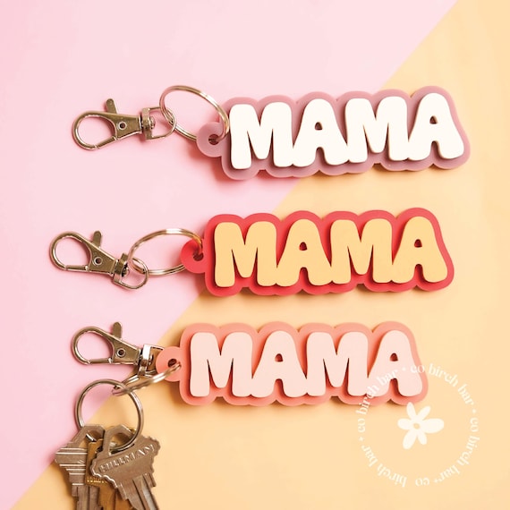 Mama Keychain 3D Acrylic Mama Keychain Mother's Day Gift Keychain