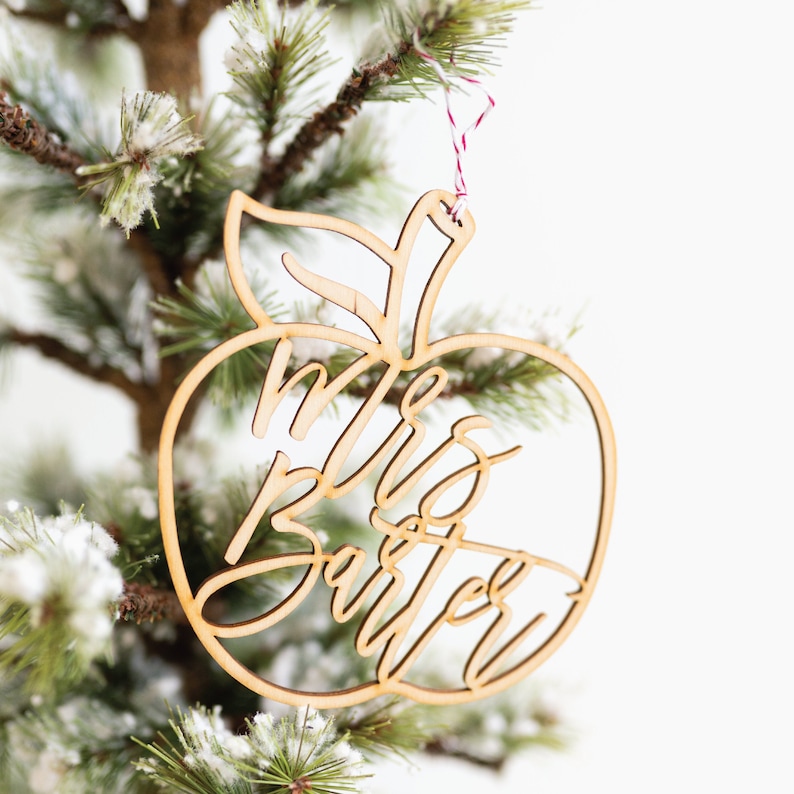 Personalized Teacher Gift Apple Ornament Teacher Christmas Gift Teacher Ornament Gift for Teacher Personalized Ornament Teacher Ideas image 1