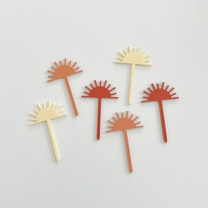 Acrylic Half Sun Cupcake Toppers First Trip Around The Sun Boho 1st Birthday Boho Sun Cupcake Toppers Sunshine Party Decor Set of 6