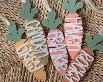Tag voor paasmandje Carrot Tag Gepersonaliseerde tag voor paasmandje Paastag voor kinderen Paasdecoratie-tag Paascadeaus Worteltag