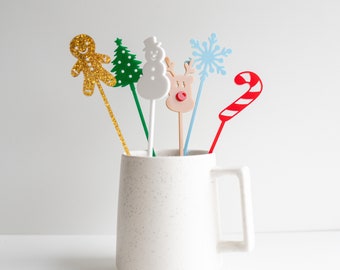 Christmas Drink Stirrers, Holiday Stir Sticks, Holiday Party Decor, Holiday Party Swizzle Sticks, Christmas Stir Sticks, Christmas Party